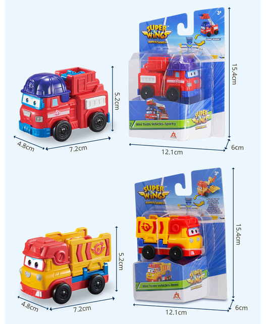 Figurki Super Wings 4 Mini Team: Robot transformacja bota, zestaw z pojazdami Rover, Sparky, Remi i Willy - Wianko - 18