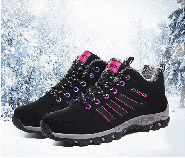 Zimowe damskie buty górskie trekkingowe - wysokie, gumowa podeszwa - Wianko - 6