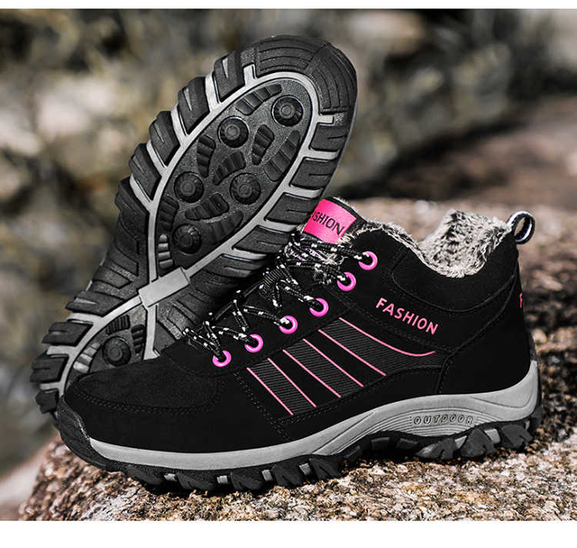 Zimowe damskie buty górskie trekkingowe - wysokie, gumowa podeszwa - Wianko - 19