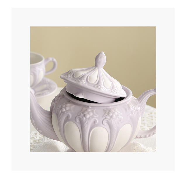 Europejski stylem pałacowym, ceramiczny dzbanek do kawy z tłoczoną filiżanką i spodkiem do herbaty - Wianko - 7