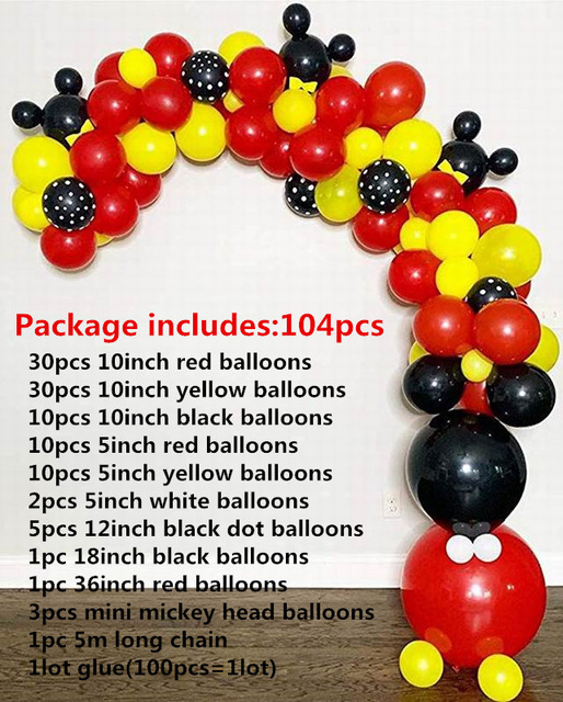 Zestaw na imprezę urodzinową Mickey Minnie Mouse - 104 sztuki balonów foliowych i lateksowych - Wianko - 1