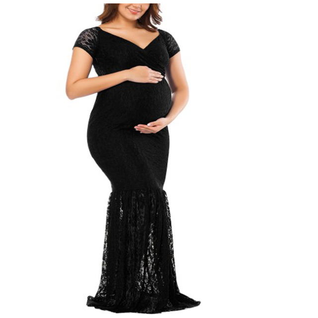 Sukienka ciążowa 2021 Mermaid - fotografia rekwizyty, romantyczne koronkowe maxi sukienka dla przyszłych mam - Wianko - 19