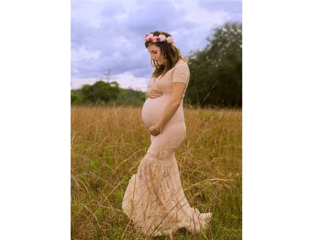 Sukienka ciążowa 2021 Mermaid - fotografia rekwizyty, romantyczne koronkowe maxi sukienka dla przyszłych mam - Wianko - 18