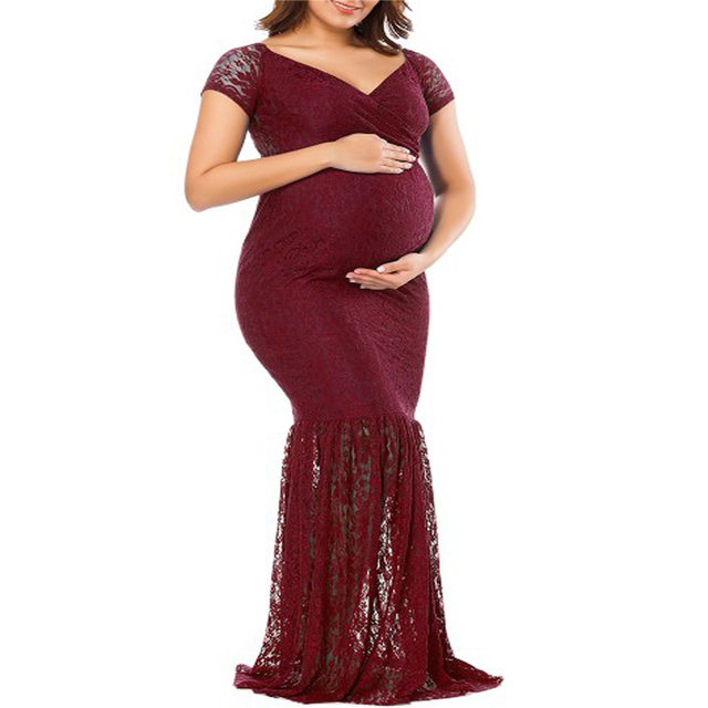 Sukienka ciążowa 2021 Mermaid - fotografia rekwizyty, romantyczne koronkowe maxi sukienka dla przyszłych mam - Wianko - 20