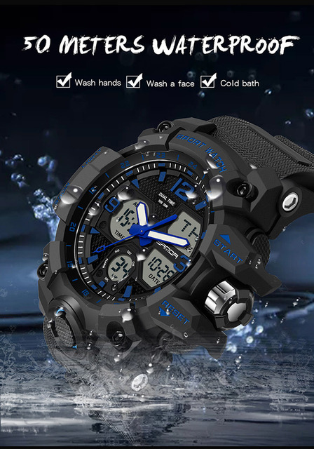 Męski sportowy zegarek BASID z podwójnym wyświetlaczem analogowo-cyfrowym, wodoodporny, idealny do fitnessu i pływania - Wianko - 13