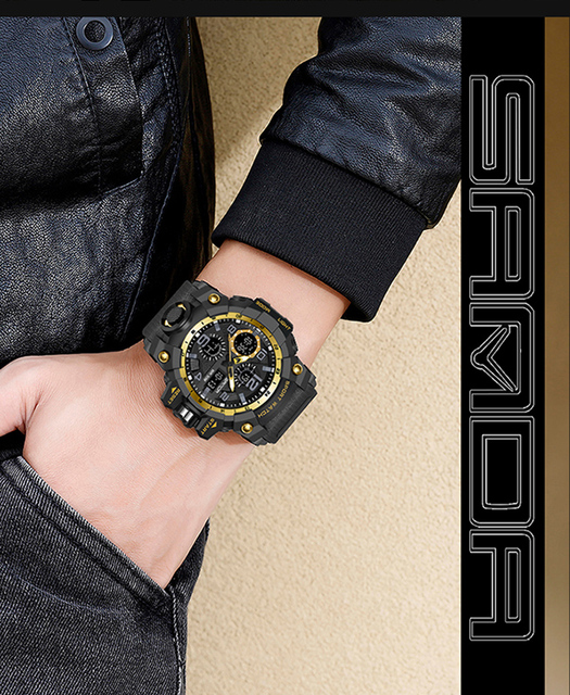 Męski sportowy zegarek BASID z podwójnym wyświetlaczem analogowo-cyfrowym, wodoodporny, idealny do fitnessu i pływania - Wianko - 10
