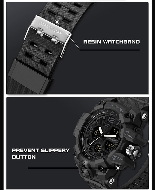 Męski sportowy zegarek BASID z podwójnym wyświetlaczem analogowo-cyfrowym, wodoodporny, idealny do fitnessu i pływania - Wianko - 17