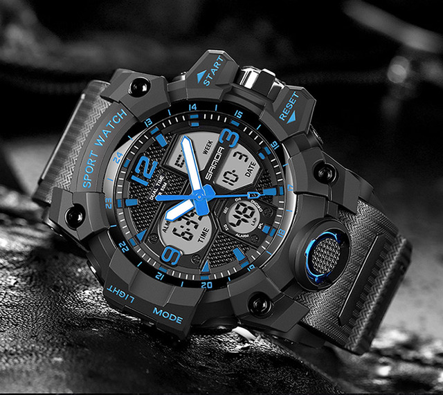Męski sportowy zegarek BASID z podwójnym wyświetlaczem analogowo-cyfrowym, wodoodporny, idealny do fitnessu i pływania - Wianko - 15