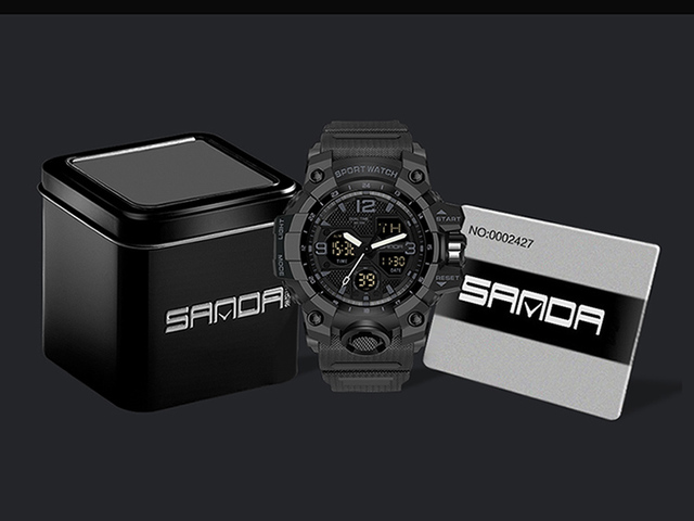 Męski sportowy zegarek BASID z podwójnym wyświetlaczem analogowo-cyfrowym, wodoodporny, idealny do fitnessu i pływania - Wianko - 20