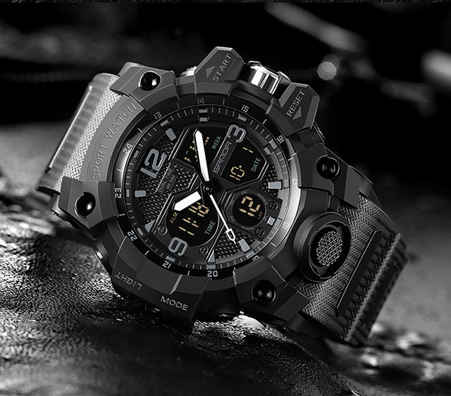 Męski sportowy zegarek BASID z podwójnym wyświetlaczem analogowo-cyfrowym, wodoodporny, idealny do fitnessu i pływania - Wianko - 14
