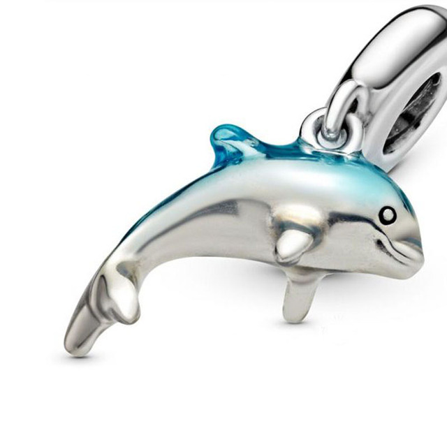Srebrny wisiorek delfin z koralikami do biżuterii 925, pasujący do oryginalnych bransoletek Pandora – modny prezent DIY dla kobiet na lato 2020 - Wianko - 4
