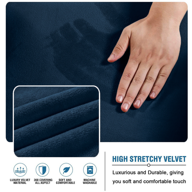 Tkanina aksamitna, ciemny kolor, antypoślizgowa, zdejmowana, zmywalna pościel na dużą sofę z gumką - Wianko - 5