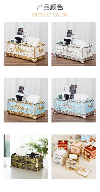 Pudełko na chusteczki salonu w stylu europejskim z szufladą - luksusowa dekoracja - Wianko - 3