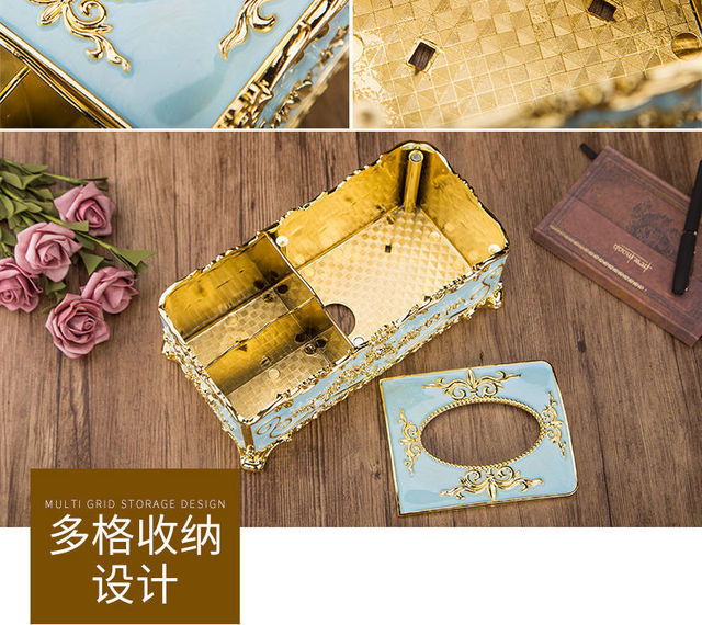 Pudełko na chusteczki salonu w stylu europejskim z szufladą - luksusowa dekoracja - Wianko - 13