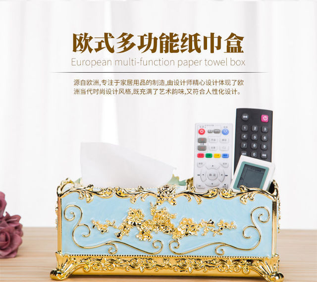 Pudełko na chusteczki salonu w stylu europejskim z szufladą - luksusowa dekoracja - Wianko - 1