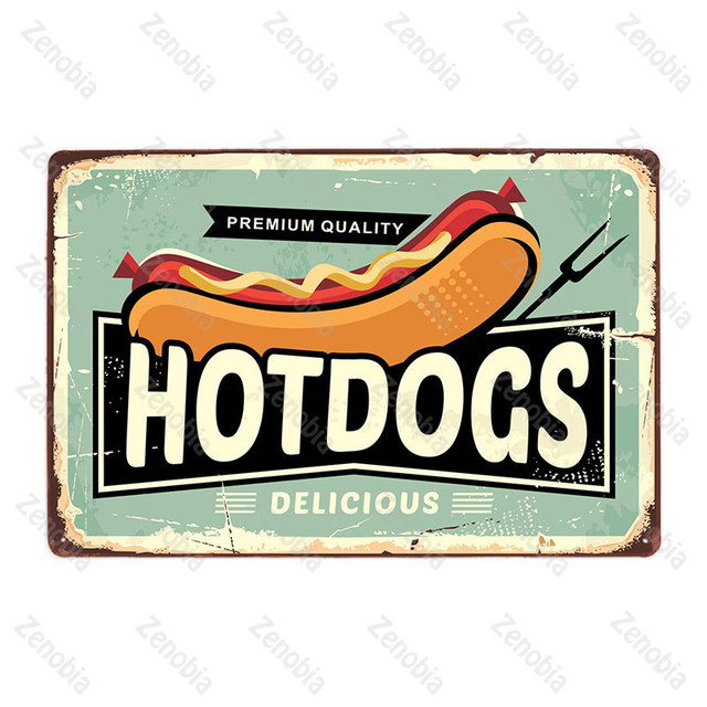 Metalowe plakietki emaliowane Hot Dog - dekoracja restauracji, barów, pubów i klubów - Wianko - 4