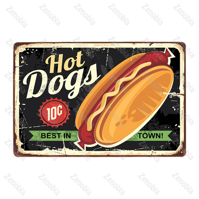 Metalowe plakietki emaliowane Hot Dog - dekoracja restauracji, barów, pubów i klubów - Wianko - 11