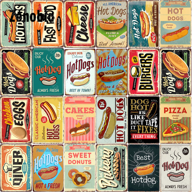 Metalowe plakietki emaliowane Hot Dog - dekoracja restauracji, barów, pubów i klubów - Wianko - 3