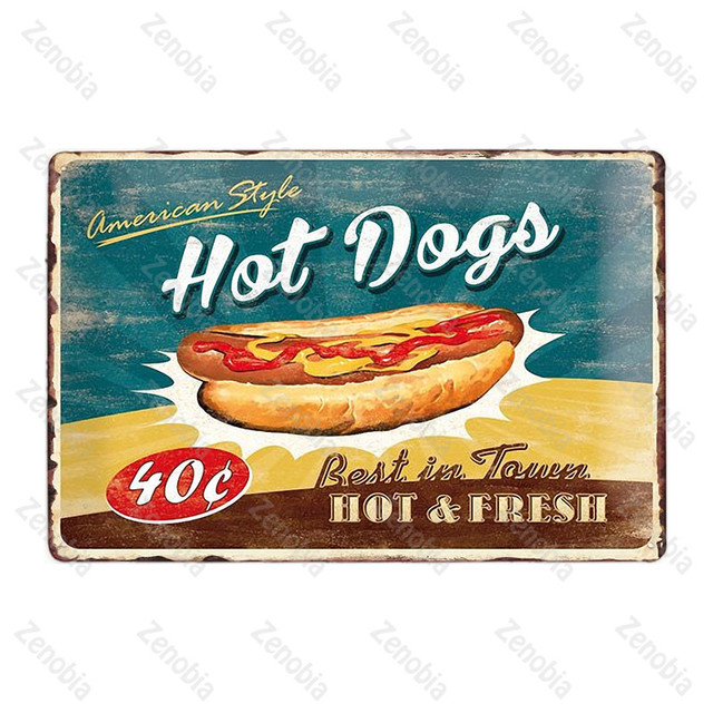 Metalowe plakietki emaliowane Hot Dog - dekoracja restauracji, barów, pubów i klubów - Wianko - 10