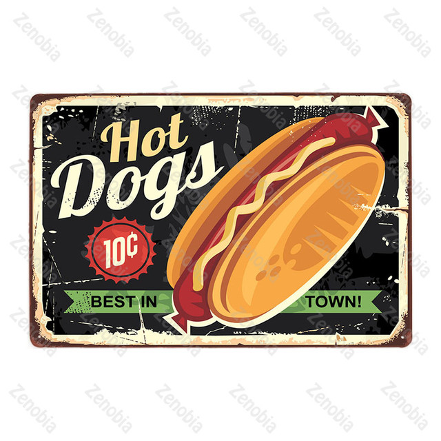Metalowe plakietki emaliowane Hot Dog - dekoracja restauracji, barów, pubów i klubów - Wianko - 5