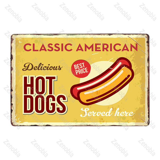 Metalowe plakietki emaliowane Hot Dog - dekoracja restauracji, barów, pubów i klubów - Wianko - 13
