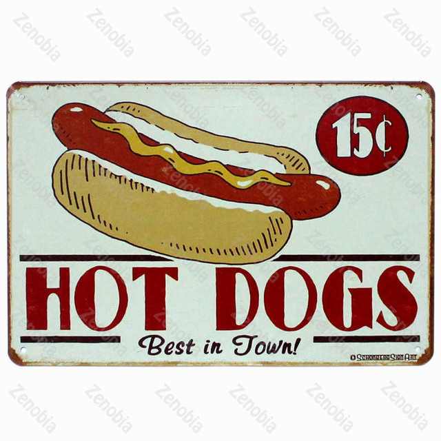 Metalowe plakietki emaliowane Hot Dog - dekoracja restauracji, barów, pubów i klubów - Wianko - 15