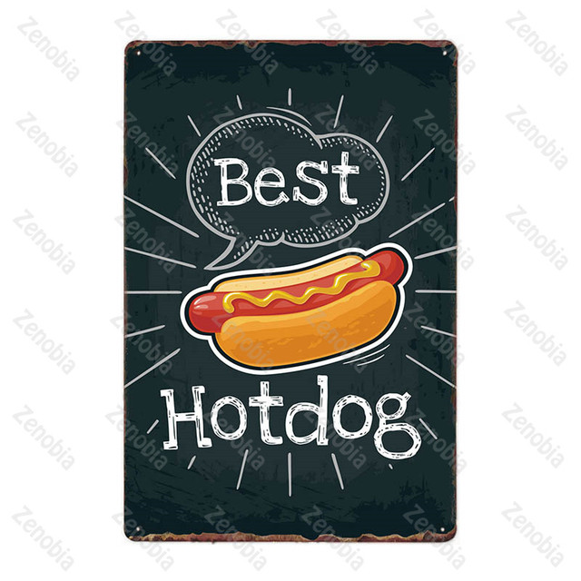 Metalowe plakietki emaliowane Hot Dog - dekoracja restauracji, barów, pubów i klubów - Wianko - 24