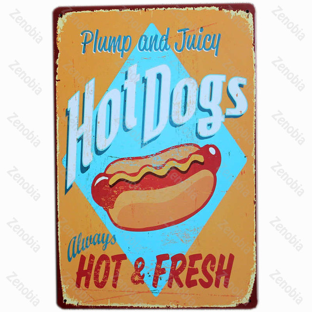 Metalowe plakietki emaliowane Hot Dog - dekoracja restauracji, barów, pubów i klubów - Wianko - 17
