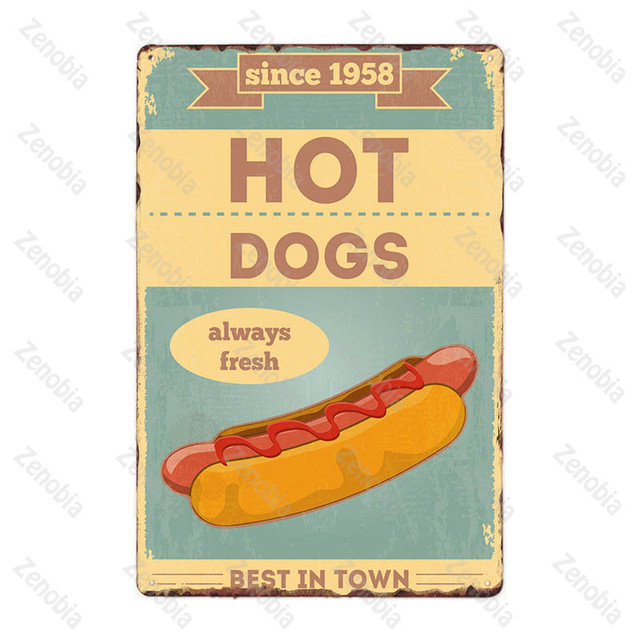 Metalowe plakietki emaliowane Hot Dog - dekoracja restauracji, barów, pubów i klubów - Wianko - 25