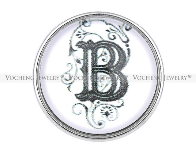 Wymienna biżuteria Vocheng Snap Charms - 26 angielskich liter, szkło, miedź - 18mm - Wianko - 31