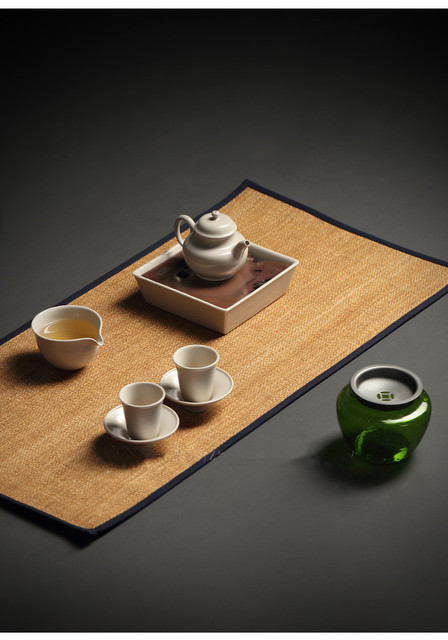 Słomiane tkane japońskie siedzisko do herbaty z matą, naczyniami i serwetką - Wianko - 10