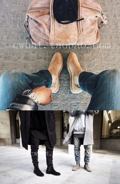Buty sztyblety męskie w stylu vintage, wykonane z wysokiej jakości prawdziwej skóry, wzorowane na stylu Kanye Westa, rozmiar do 12.5 US - Wianko - 5