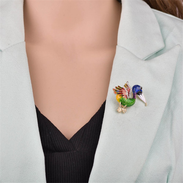 Kolorowa emalia Pin tukan broszka dla kobiet z motywem pelikana - Wianko - 3