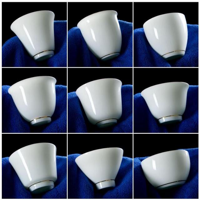 Zestaw 4 chińskich ceramicznych filiżanek Suet jade - wysokiej jakości biała porcelana Teaware - mistrzowie herbaty - Wianko - 4