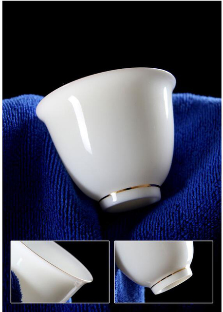Zestaw 4 chińskich ceramicznych filiżanek Suet jade - wysokiej jakości biała porcelana Teaware - mistrzowie herbaty - Wianko - 8