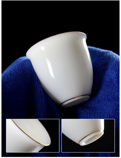 Zestaw 4 chińskich ceramicznych filiżanek Suet jade - wysokiej jakości biała porcelana Teaware - mistrzowie herbaty - Wianko - 12