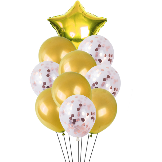 10 sztuk dekoracyjnych balonów ślubnych i urodzinowych, oświetlonych pięcioramienną gwiazdą, złoto-szampańskich, 12 cali - Wianko - 8