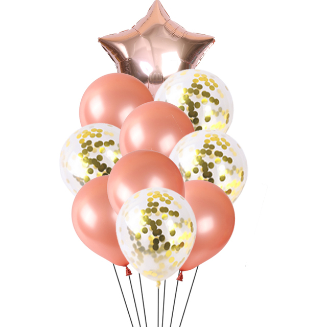 10 sztuk dekoracyjnych balonów ślubnych i urodzinowych, oświetlonych pięcioramienną gwiazdą, złoto-szampańskich, 12 cali - Wianko - 4