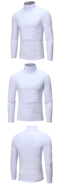 Męska długa koszula z golfem, jesień, cienki odcinek, slim, długie rękawy, solidny kolor, odzież sportowa trening - Wianko - 17