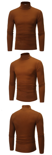 Męska długa koszula z golfem, jesień, cienki odcinek, slim, długie rękawy, solidny kolor, odzież sportowa trening - Wianko - 20