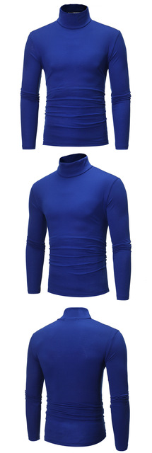Męska długa koszula z golfem, jesień, cienki odcinek, slim, długie rękawy, solidny kolor, odzież sportowa trening - Wianko - 21