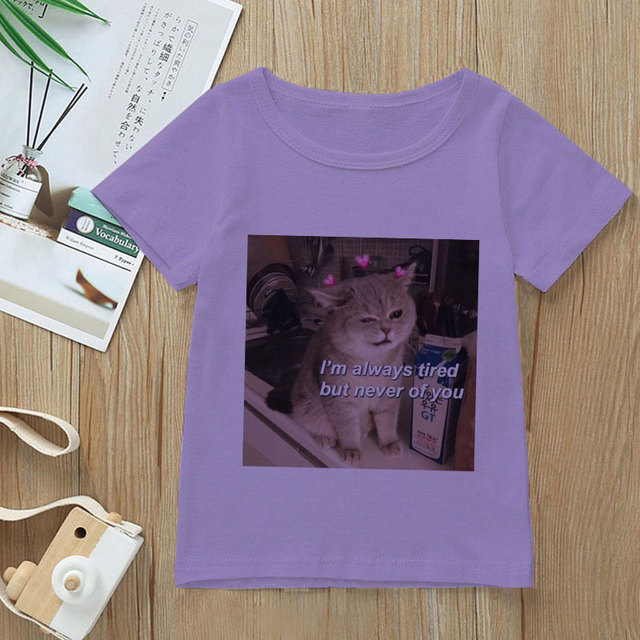 Dziecięca koszulka z krótkim rękawem w letnim stylu - urocze koty i psy - Wianko - 13