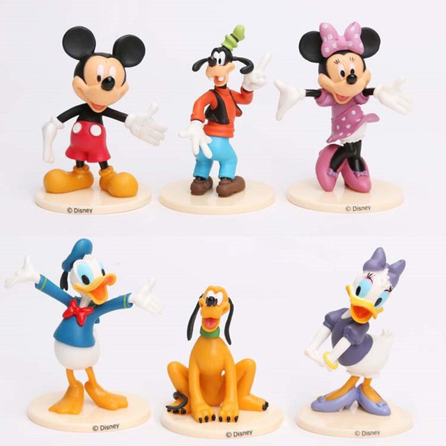6 sztuk/zestaw figurki PVC Disney Mickey Mouse, Minnie, kaczor Donald i Goofy - lalki dekoracyjne dla dzieci - Wianko - 1