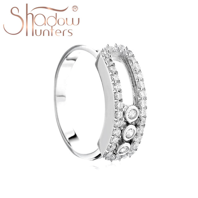 Pierścień ze srebra przenoszący kamienne pierścienie SHADOWHUNTERS, Pave z cyrkoniami CZ, trendy biżuteria dla kobiet - Wianko - 1