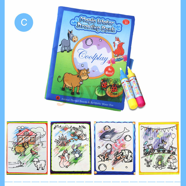 Magiczna kolorowanka z 4 rodzajami wody, długopisem i tabliczką do rysowania - zabawka edukacyjna dla dzieci - Wianko - 6