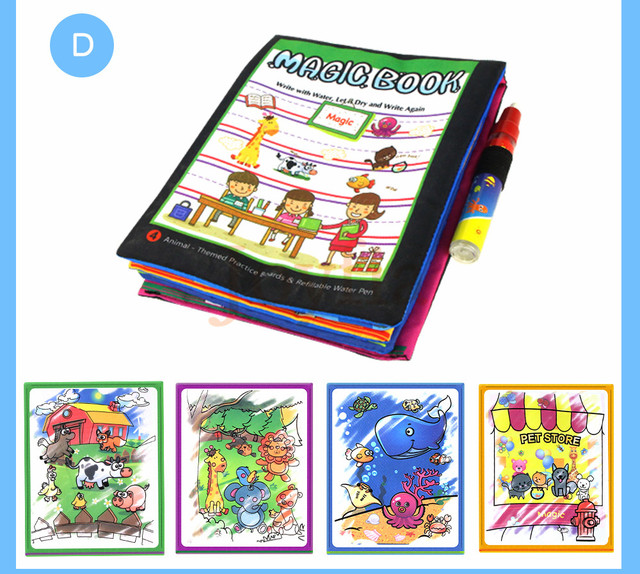 Magiczna kolorowanka z 4 rodzajami wody, długopisem i tabliczką do rysowania - zabawka edukacyjna dla dzieci - Wianko - 7