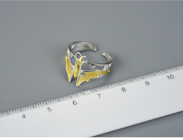 Pierścień Hollow Butterfly Kite: ręcznie projektowany, naturalny, wykonany z prawdziwej srebrnej biżuterii 925 Sterling Silver dla kobiet - Wianko - 5