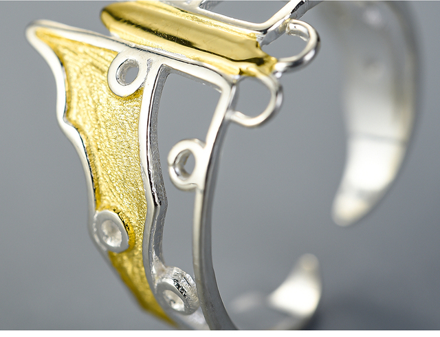 Pierścień Hollow Butterfly Kite: ręcznie projektowany, naturalny, wykonany z prawdziwej srebrnej biżuterii 925 Sterling Silver dla kobiet - Wianko - 4
