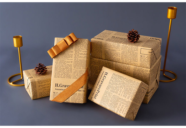 Papierowa książka w stylu vintage z angielską gazetą na Boże Narodzenie - 50x70cm, 20 sztuk - Wianko - 4