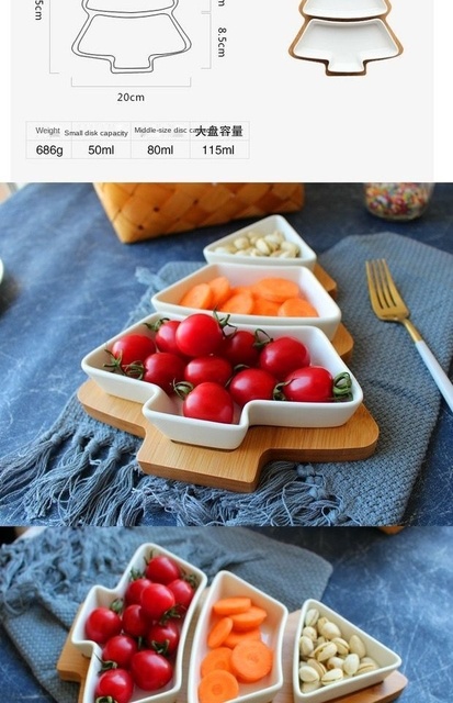 Obiadowy zestaw ceramiczny z talerzem na owoce, taca bambusowa i drewniany talerzyk deserowy - Naczynia i talerze - Wianko - 1